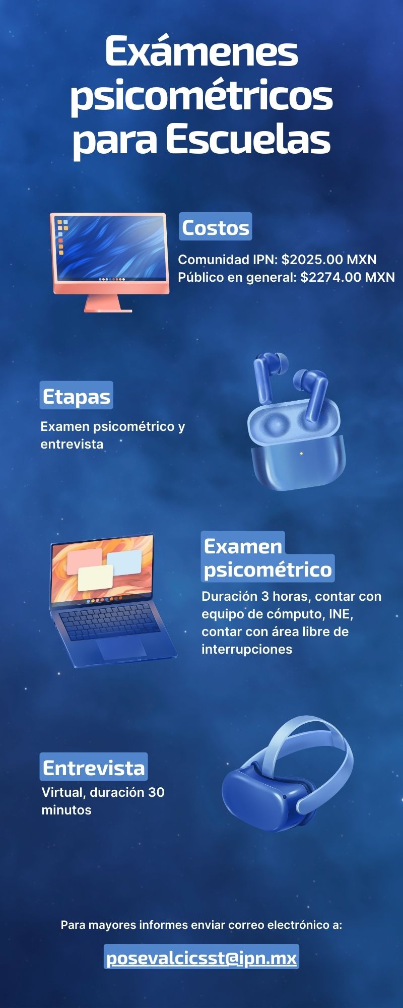 exámenes psicométricos para escuelas